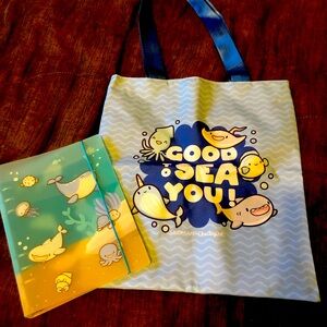 Rare Limited Edition Hubman & Chubgirl Deep Blue Sea Small Binder and Tote Bag